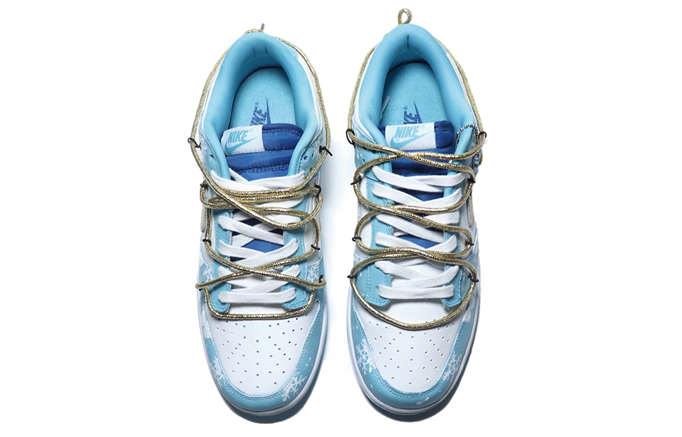 Shop 나이키 덩크 로우 레트로 '스모그 블루 윈터 홀리데이' (커스텀) DM0121-400(Team25-蓝雪花)