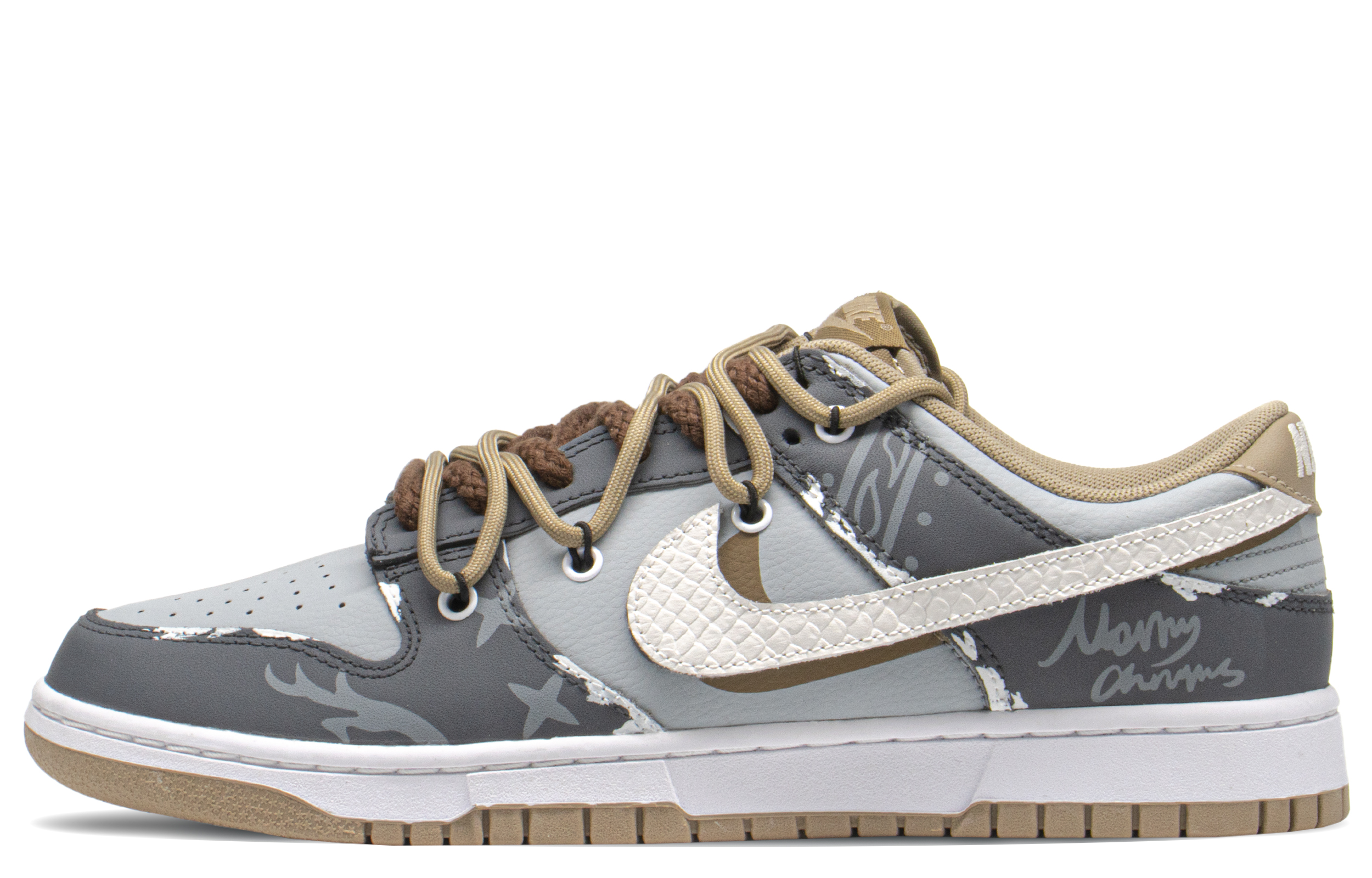 [Custom Shoes] Nike Dunk Low Retro 'Snow Mountain Distressed Black-White-Grey'