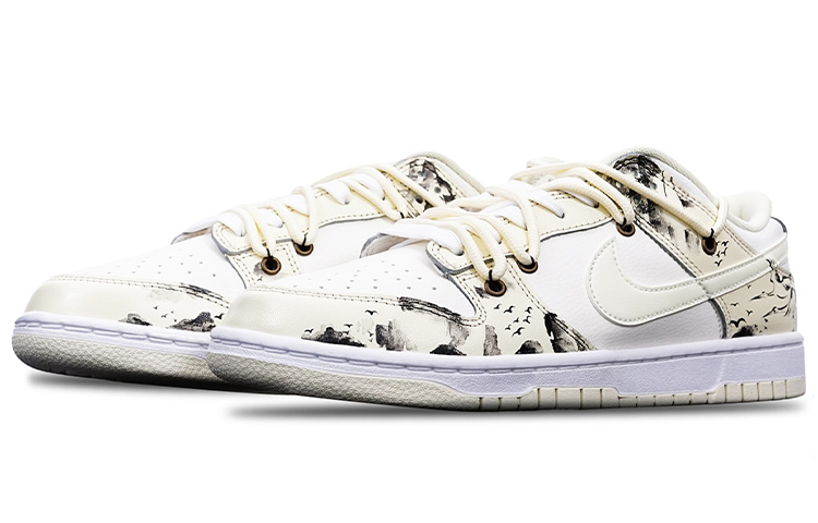 Lookbook [Nike Kasut] Nike Dunk Low Retro 'Splash Ink Crane Coconut Milk' DJ6188-100(TeamT-椰奶大仙鹤S-BOX)