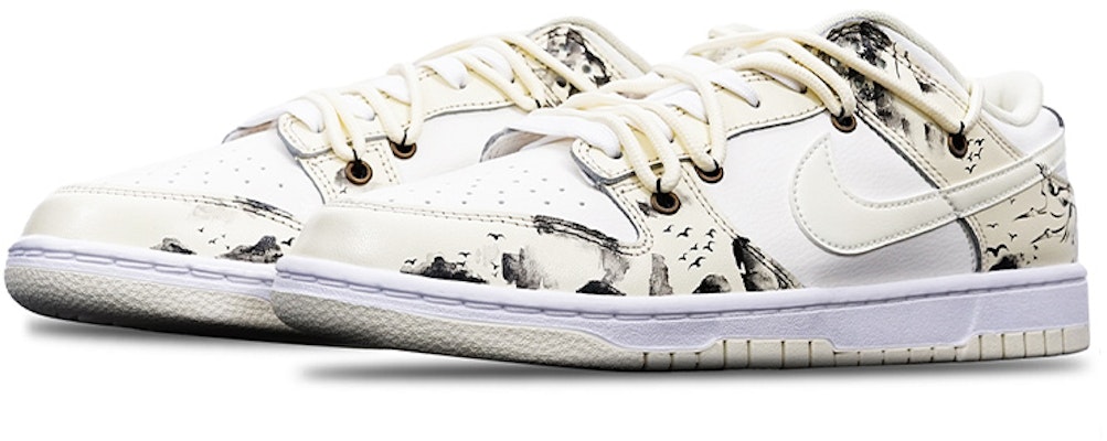 【定制球鞋】Nike Dunk Low Retro "Coconut Milk" 椰奶 國潮 中國風 潑墨大仙鶴 Vibe 限量特殊鞋盒 低幫 板鞋 男款 米白黑 Lookbook 【定制球鞋】Nike Dunk Low Retro "Coconut Milk" 椰奶 國潮 中國風 潑墨大仙鶴 Vibe 限量特殊鞋盒 低幫 板鞋 男款 米白黑