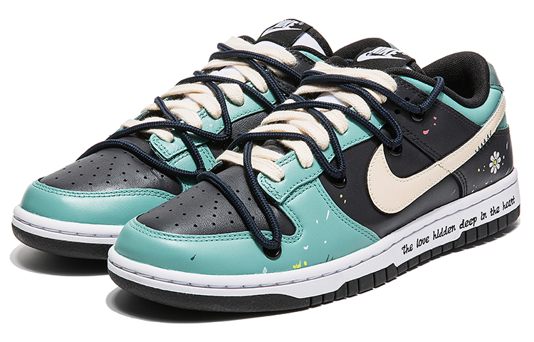 Lookbook 나이키 덩크 로우 레트로 '스플래터 데이지 블랙 그린' (커스텀) DD1391-100(TeamB-白菊解构Y-BOX)