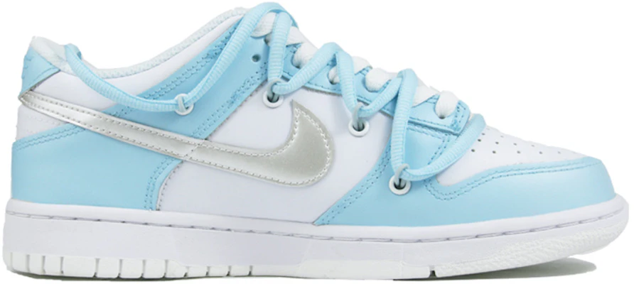 【定制球鞋】 Nike Dunk Low Retro 噴繪 夏日清新簡約風 情侶 愛心 解構鞋帶 休閒 低幫 板鞋 男款 白藍銀 Order 【定制球鞋】 Nike Dunk Low Retro 噴繪 夏日清新簡約風 情侶 愛心 解構鞋帶 休閒 低幫 板鞋 男款 白藍銀