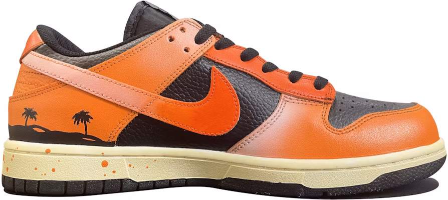 【定製球鞋】Nike Dunk Low Retro 日落沙灘 復古黑橘 扣碎 棕櫚樹 漸變 日落配色 手繪塗鴉 低幫 板鞋 男款 橘黑 Order 【定製球鞋】Nike Dunk Low Retro 日落沙灘 復古黑橘 扣碎 棕櫚樹 漸變 日落配色 手繪塗鴉 低幫 板鞋 男款 橘黑