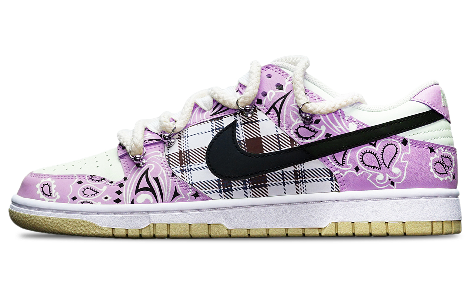 Buy Zapatillas Nike Dunk Low Retro 'Tartan Paisley Púrpura-Rojo-Blanco' DV0833-100(TeamT-腰果花紫红白S-BOX)