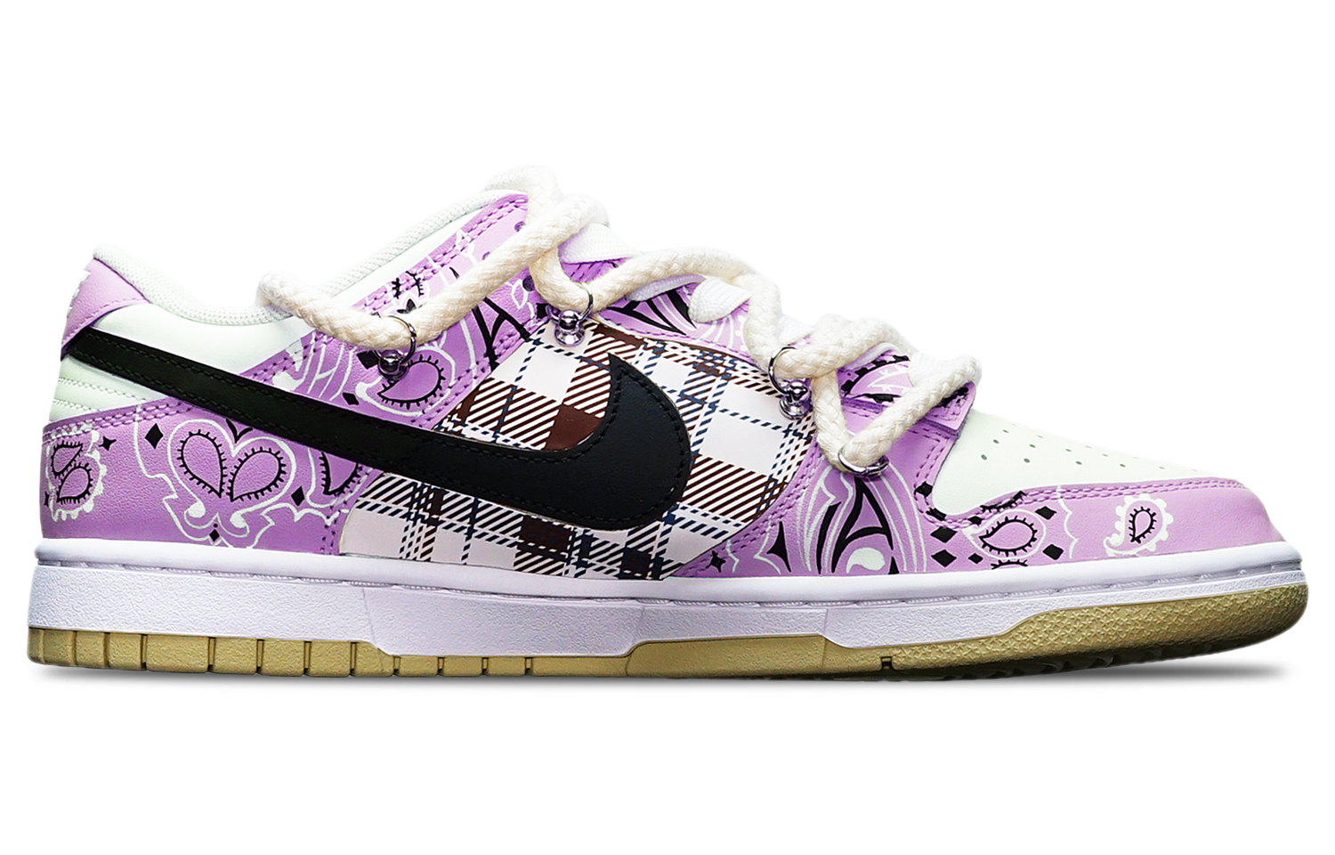 Order Zapatillas Nike Dunk Low Retro 'Tartan Paisley Púrpura-Rojo-Blanco' DV0833-100(TeamT-腰果花紫红白S-BOX)