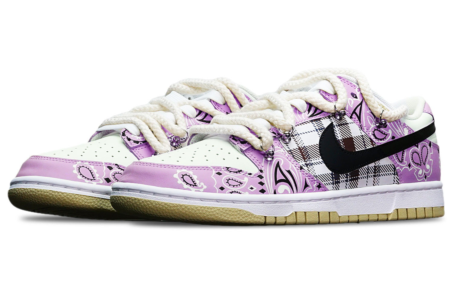 Lookbook Zapatillas Nike Dunk Low Retro 'Tartan Paisley Púrpura-Rojo-Blanco' DV0833-100(TeamT-腰果花紫红白S-BOX)
