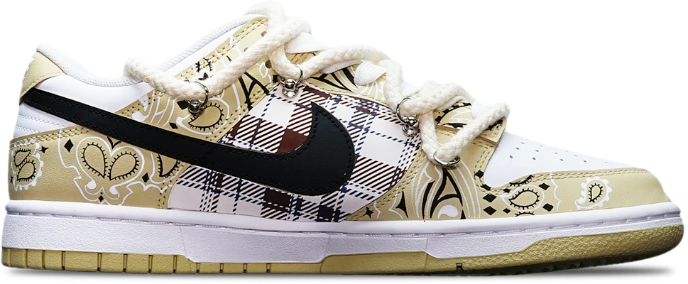 【訂製球鞋】 Nike Dunk Low Retro TS格紋腰果花 貼皮 解構 限量特殊鞋盒復古 低筒 板鞋 男款 米白黑 Order 【訂製球鞋】 Nike Dunk Low Retro TS格紋腰果花 貼皮 解構 限量特殊鞋盒復古 低筒 板鞋 男款 米白黑