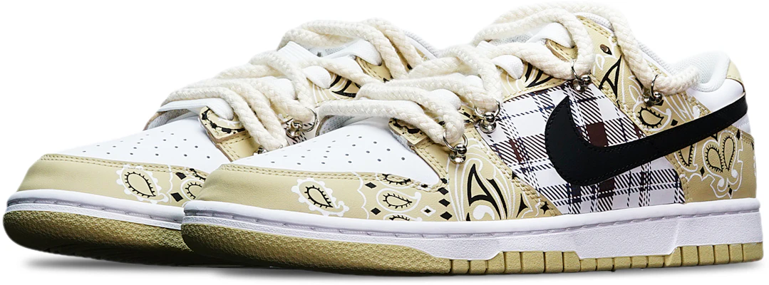 【訂製球鞋】 Nike Dunk Low Retro TS格紋腰果花 貼皮 解構 限量特殊鞋盒復古 低筒 板鞋 男款 米白黑 Lookbook 【訂製球鞋】 Nike Dunk Low Retro TS格紋腰果花 貼皮 解構 限量特殊鞋盒復古 低筒 板鞋 男款 米白黑