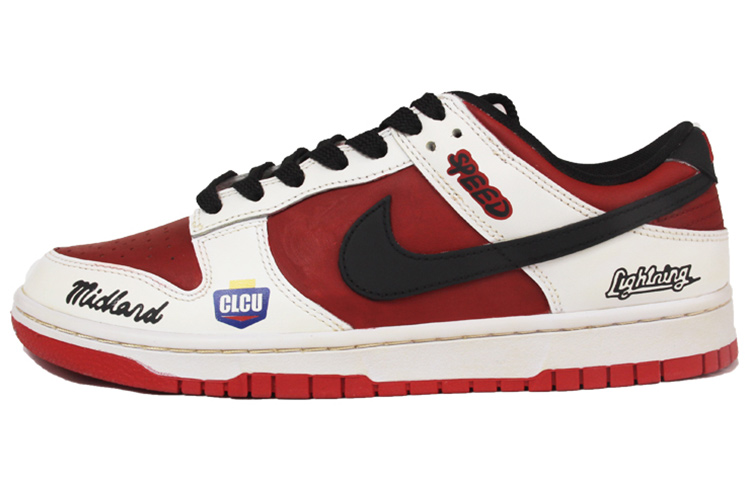 Buy 【定制球鞋】 Nike Dunk Low Retro "University Red" CL 反轉白紅 機能Vibe風 氧化刷痕做舊 字母圖標 低幫 板鞋 男款 紅白黑