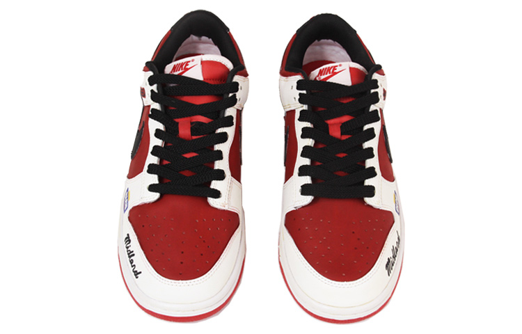 Shop 【定制球鞋】 Nike Dunk Low Retro "University Red" CL 反轉白紅 機能Vibe風 氧化刷痕做舊 字母圖標 低幫 板鞋 男款 紅白黑