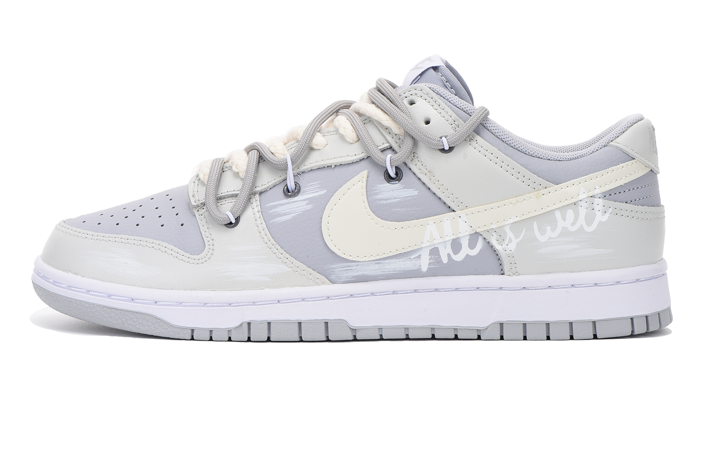 Order 【定制球鞋】Nike Dunk Low Retro 情人節主題 vibe風 解構 低幫 板鞋 男款 淺灰