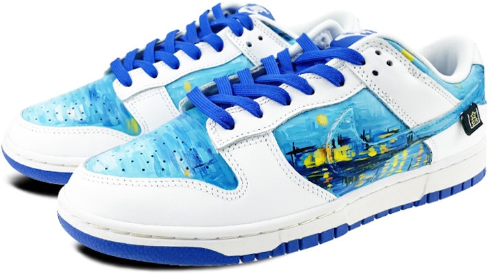【定制球鞋】Nike Dunk Low Retro 是在玩鞋 范·古 罗纳河畔的星夜 油畫 做舊 低筒 籃球鞋 男款 白藍 Lookbook 【定制球鞋】Nike Dunk Low Retro 是在玩鞋 范·古 罗纳河畔的星夜 油畫 做舊 低筒 籃球鞋 男款 白藍