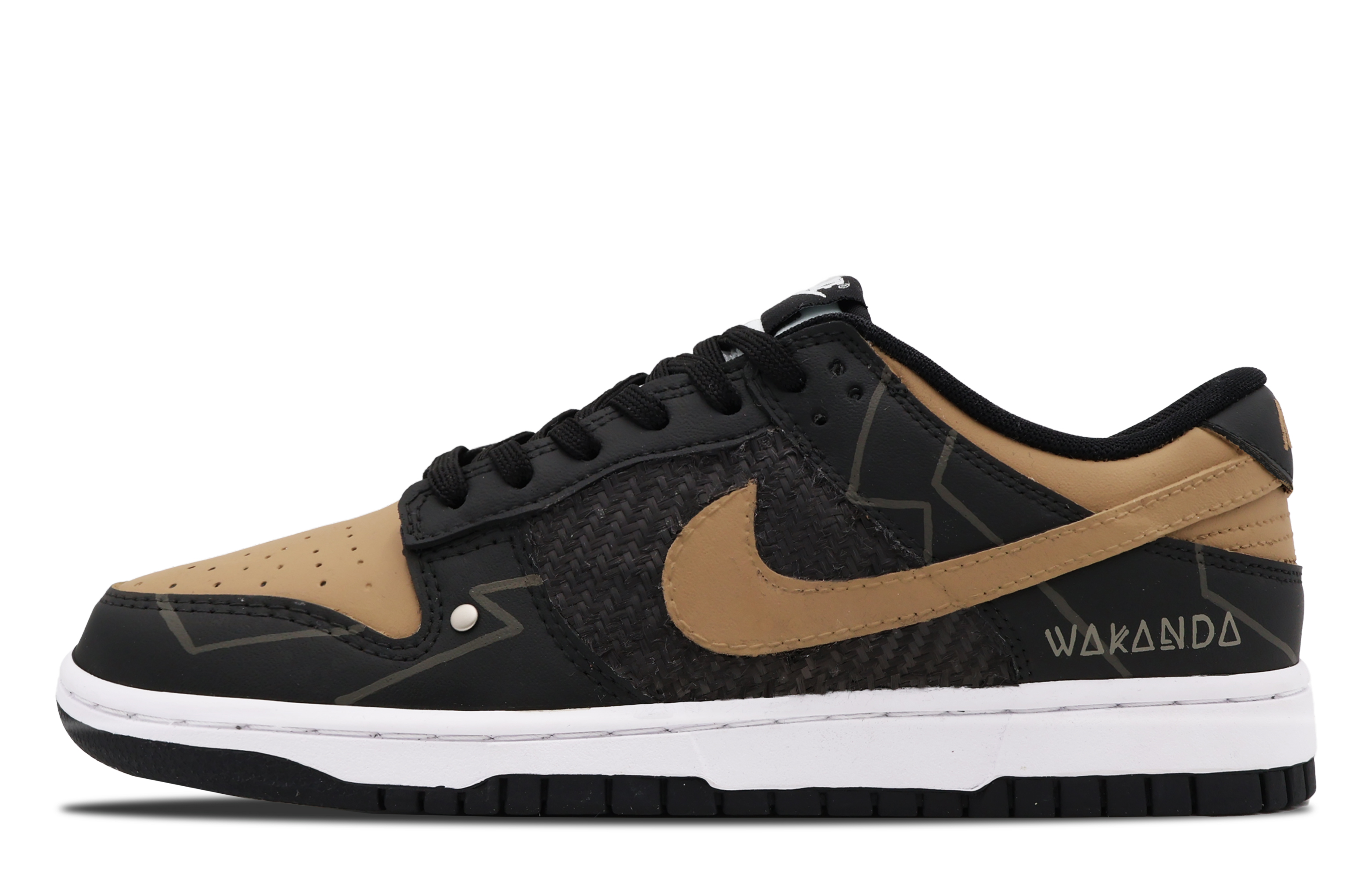 Buy [定制鞋] 耐克Dunk低帮复古'瓦坎达黑金' DD1391-100(Team53-男款瓦坎达)