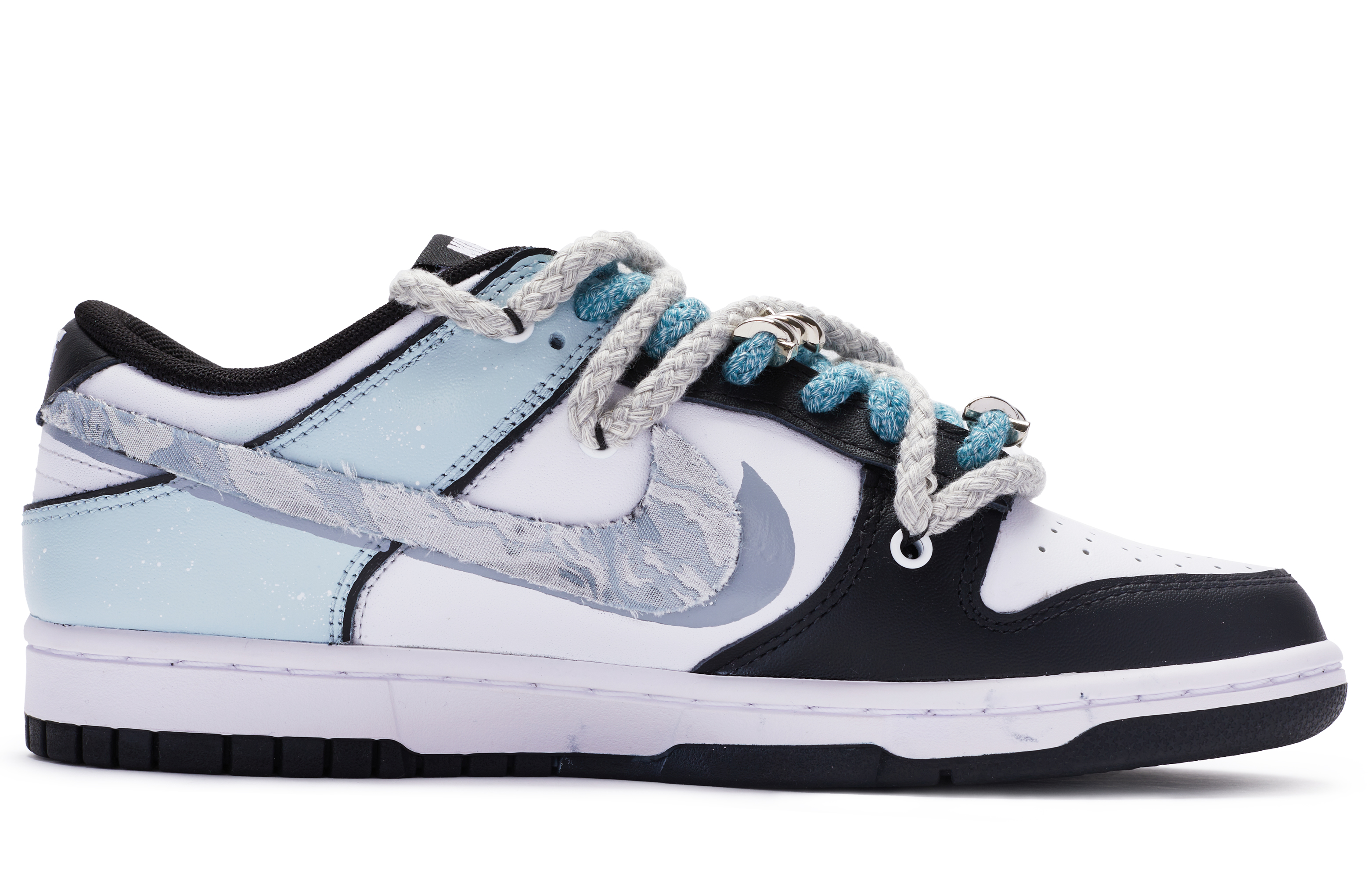 Order [Nike Sepatu Kustom] Nike Dunk Low Retro 'Putih Biru Hitam' DD1391-100(TeamR-男款处暑白蓝黑)