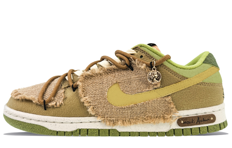 Buy [Sneakers Custom] Nike Dunk Low Retro 'Putih Coklat Hijau' DM0583-800(Team40-男款复古时代棕绿白)