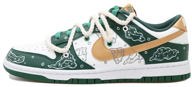 【訂製球鞋】Nike Dunk Low Retro 麻繩 手繪 塗鴉 時鐘 泡泡 解構風 低筒 板鞋 男款 白綠金 Buy 【訂製球鞋】Nike Dunk Low Retro 麻繩 手繪 塗鴉 時鐘 泡泡 解構風 低筒 板鞋 男款 白綠金
