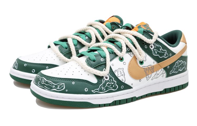 Lookbook ナイキ ダンク ロー レトロ "白緑金" (カスタム) DD1391-300(Team拾玖-时钟泡泡男S-BOX)