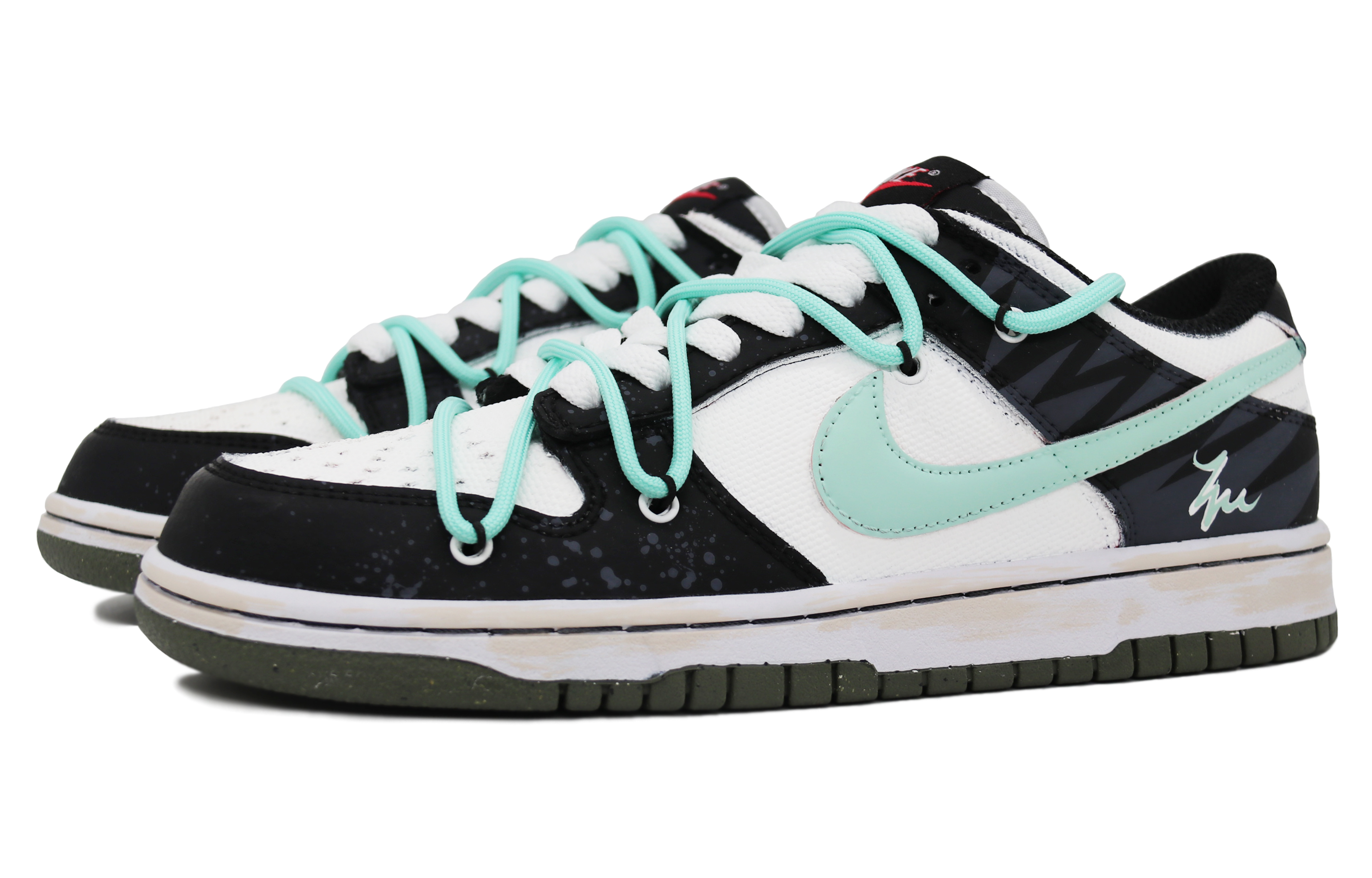 Lookbook [Sneakers Kustom] Nike Dunk Low Retro PRM 'Hitam Hijau - Qing Zhi Zhi Lian' DM0108-001(Team31-男款青栀之恋)