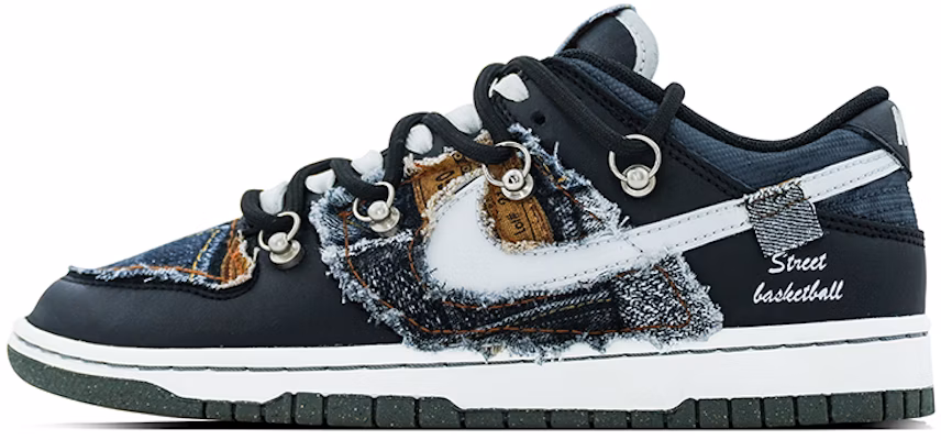 나이키 덩크 로우 레트로 검/흰 (커스텀) DM0108-001(Team肆-D解构牛仔拼接Q) Buy 나이키 덩크 로우 레트로 검/흰 (커스텀) DM0108-001(Team肆-D解构牛仔拼接Q)