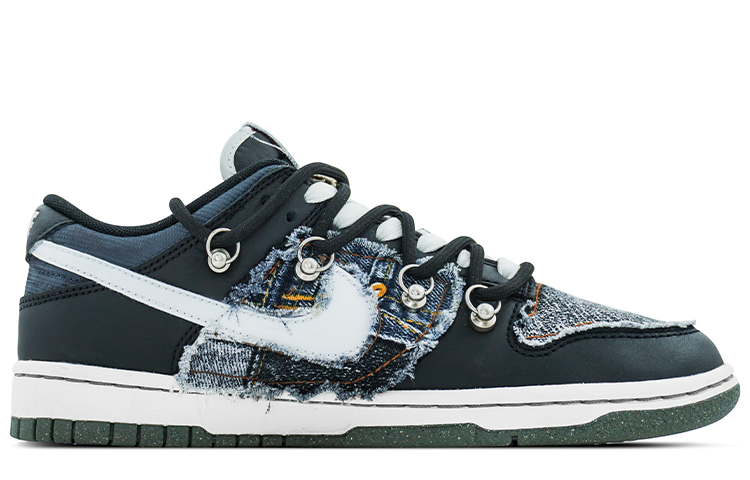 Order 나이키 덩크 로우 레트로 검/흰 (커스텀) DM0108-001(Team肆-D解构牛仔拼接Q)