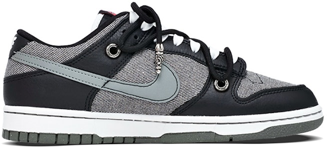 【定製球鞋】Nike Dunk Low Retro PRM 十字架 牛仔布 銀飾 解構綁帶 哥德風 低幫 板鞋 男款 黑灰 Order 【定製球鞋】Nike Dunk Low Retro PRM 十字架 牛仔布 銀飾 解構綁帶 哥德風 低幫 板鞋 男款 黑灰