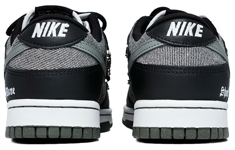 Purchase 【定製球鞋】Nike Dunk Low Retro PRM 十字架 牛仔布 銀飾 解構綁帶 哥德風 低幫 板鞋 男款 黑灰