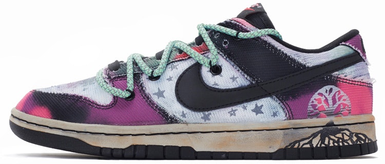custom-shoes-nike-dunk-low-retro-prm-green-purple-deconstructed