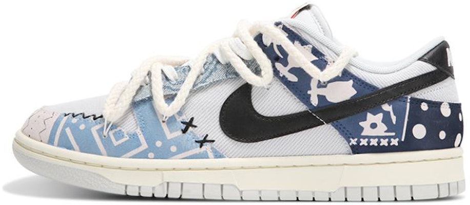 【訂製球鞋】Nike Dunk Low Retro SE 藍染 刺繡 牛仔布 腰果花 民族風 低筒 板鞋 男款 灰藍 Buy 【訂製球鞋】Nike Dunk Low Retro SE 藍染 刺繡 牛仔布 腰果花 民族風 低筒 板鞋 男款 灰藍