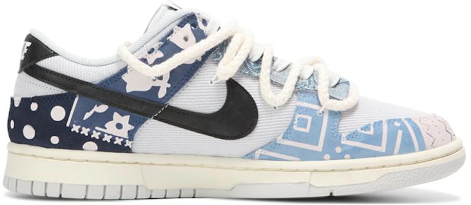 【訂製球鞋】Nike Dunk Low Retro SE 藍染 刺繡 牛仔布 腰果花 民族風 低筒 板鞋 男款 灰藍 Order 【訂製球鞋】Nike Dunk Low Retro SE 藍染 刺繡 牛仔布 腰果花 民族風 低筒 板鞋 男款 灰藍