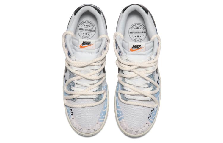 Shop [Zapatillas Personalizadas] Nike Dunk Low Retro SE 'Denim Gris Azul Paisley' DO9776-001(Team24-男款蓝染)