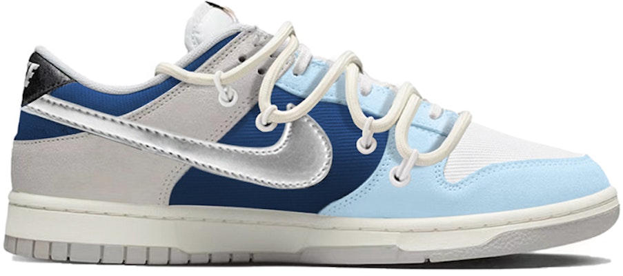 【定制球鞋】Nike Dunk Low Retro SE 皇家藍 海洋 銀勾 解構綁帶 高街 低幫 板鞋 男款 灰藍色 Order 【定制球鞋】Nike Dunk Low Retro SE 皇家藍 海洋 銀勾 解構綁帶 高街 低幫 板鞋 男款 灰藍色