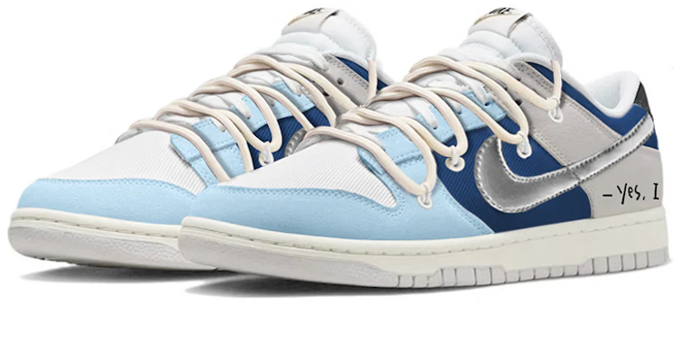 【定制球鞋】Nike Dunk Low Retro SE 皇家藍 海洋 銀勾 解構綁帶 高街 低幫 板鞋 男款 灰藍色 Lookbook 【定制球鞋】Nike Dunk Low Retro SE 皇家藍 海洋 銀勾 解構綁帶 高街 低幫 板鞋 男款 灰藍色