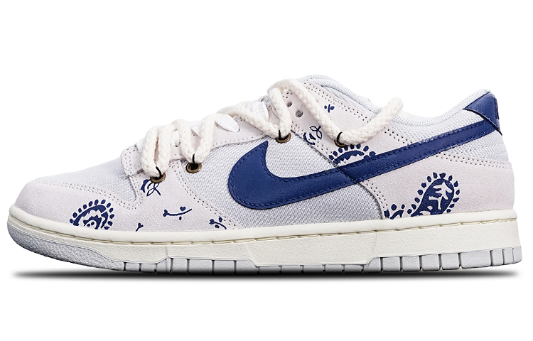 Buy [Zapatillas Personalizadas] Nike Dunk Low Retro SE 'Blanco Azul Paisley' DO9776-001(TeamT-A款蓝钩腰果花QD)