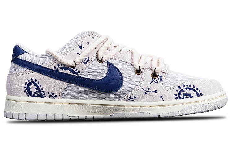 Order [Zapatillas Personalizadas] Nike Dunk Low Retro SE 'Blanco Azul Paisley' DO9776-001(TeamT-A款蓝钩腰果花QD)