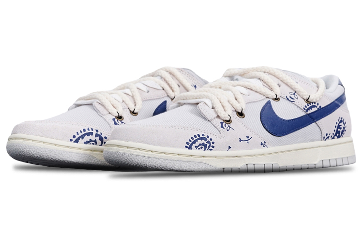 Lookbook [Zapatillas Personalizadas] Nike Dunk Low Retro SE 'Blanco Azul Paisley' DO9776-001(TeamT-A款蓝钩腰果花QD)