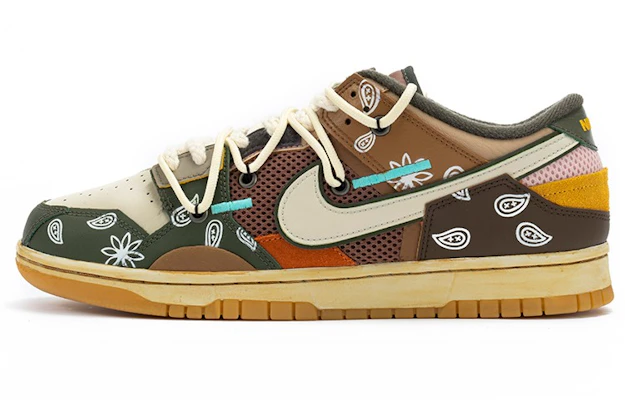 【定製球鞋】Nike Dunk Low Scrap "Archeo Brown" 野鶴製造 拼接 腰果花 做舊vibe 解構雙鞋帶 低幫 板鞋 男款 棕綠 Buy 【定製球鞋】Nike Dunk Low Scrap "Archeo Brown" 野鶴製造 拼接 腰果花 做舊vibe 解構雙鞋帶 低幫 板鞋 男款 棕綠