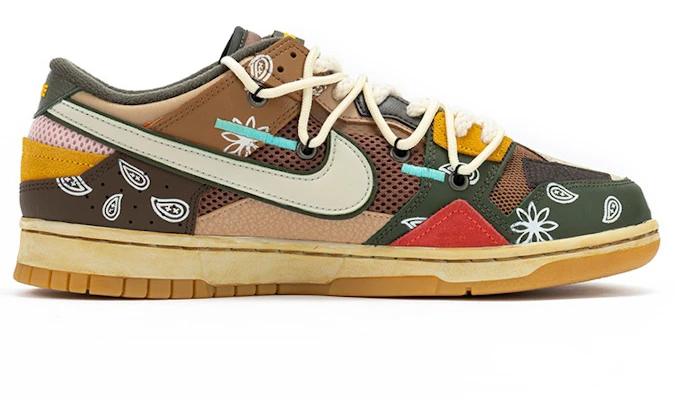 【定製球鞋】Nike Dunk Low Scrap "Archeo Brown" 野鶴製造 拼接 腰果花 做舊vibe 解構雙鞋帶 低幫 板鞋 男款 棕綠 Order 【定製球鞋】Nike Dunk Low Scrap "Archeo Brown" 野鶴製造 拼接 腰果花 做舊vibe 解構雙鞋帶 低幫 板鞋 男款 棕綠