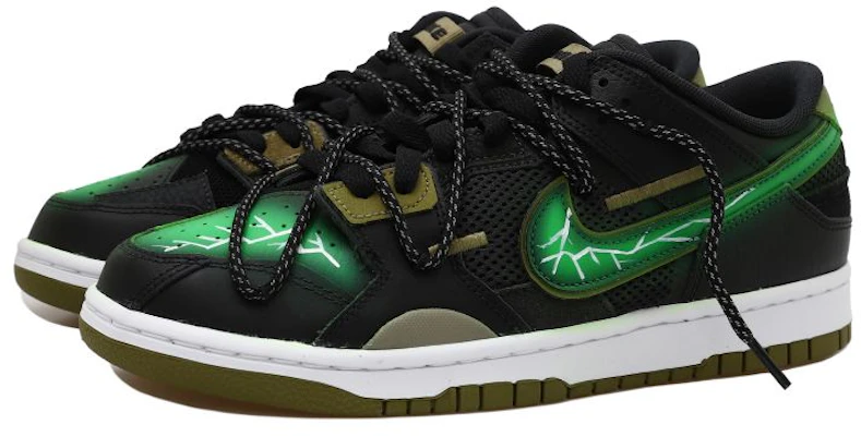 【訂製球鞋】 Nike Dunk Low Scrap "Black Olive" 螢光閃電 解構風 縫合怪 低筒 板鞋 男款 黑綠色 Lookbook 【訂製球鞋】 Nike Dunk Low Scrap "Black Olive" 螢光閃電 解構風 縫合怪 低筒 板鞋 男款 黑綠色