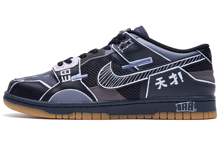 Order [Kasut Tersuai] Nike Dunk Low Scrap 'Hitam Putih Manga' DB0500-001(TeamR-男款黑白漫画S-BOX)