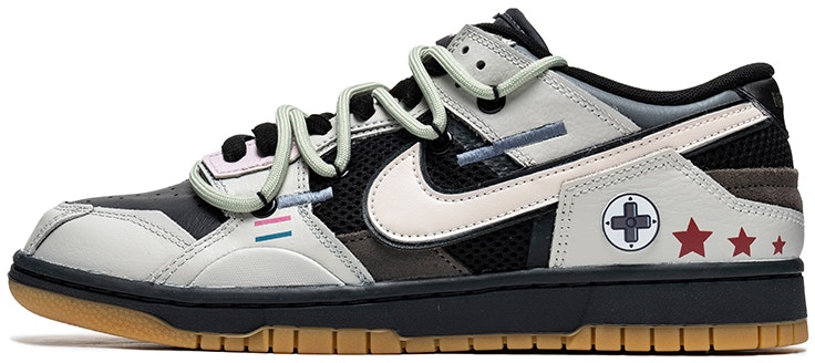 custom-shoes-nike-dunk-low-scrap-gaming-graffiti-black-grey