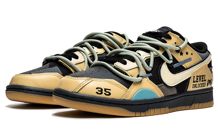 Lookbook [Sepatu Kustom] Nike Dunk Low Scrap 'Gaming Graffiti' DB0500-001(TeamB-男款电玩黑黄A-BOX)