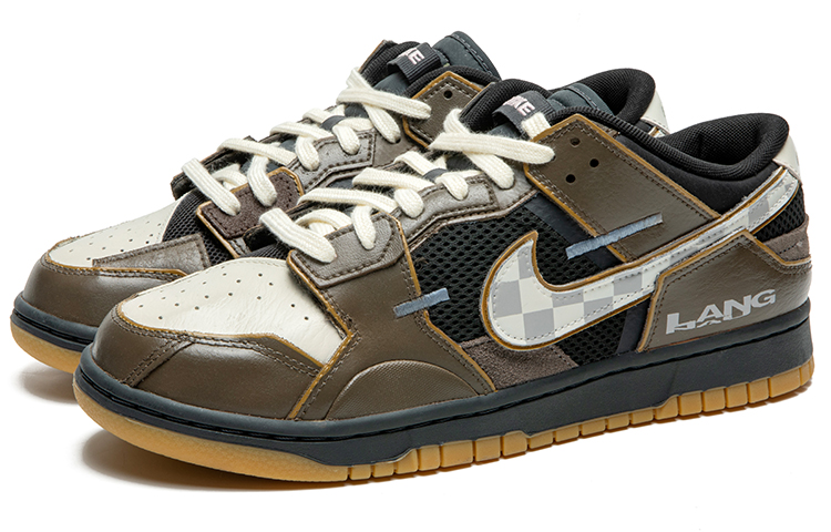 Lookbook 나이키 덩크 로우 스크랩 "레트로 퓨처 - 블랙 브라운" (커스텀) DB0500-001(TeamB-男款棋盘格棕)