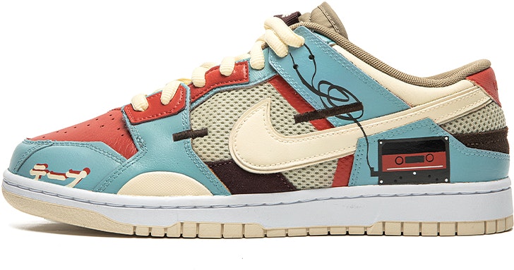 custom-shoes-nike-dunk-low-scrap-retro-future-patchwork-radio-red-green