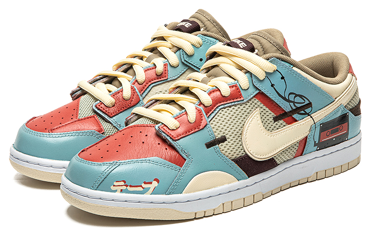 Lookbook 나이키 덩크 로우 스크랩 "레트로 퓨처 패치워크" (레드-그린) DH7450-100(TeamB-男款收音机)