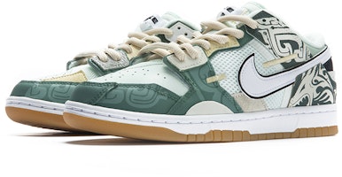 【客製化球鞋】Nike Dunk Low Scrap "Sea Glass" 鷹雀製造 新年主題 青銅器 年獸 暗紋 拼接 低筒 板鞋 男款 白綠 Shop 【客製化球鞋】Nike Dunk Low Scrap "Sea Glass" 鷹雀製造 新年主題 青銅器 年獸 暗紋 拼接 低筒 板鞋 男款 白綠