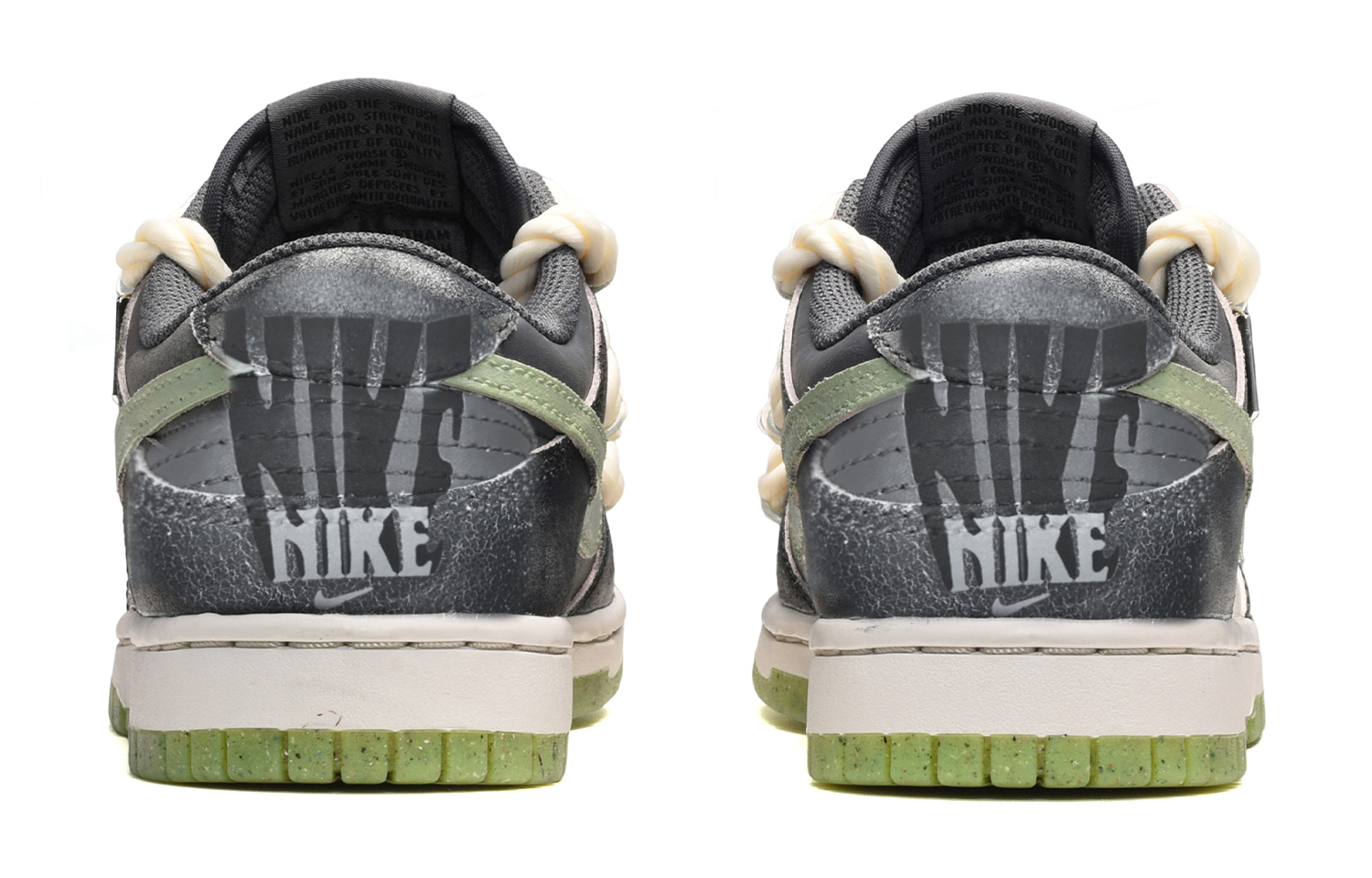 Shop [Kasut Custom] Nike Dunk Low SE 'Hitam Putih Hijau Cool Summer' DQ6215-001(TeamE-女款重金属黑白绿)