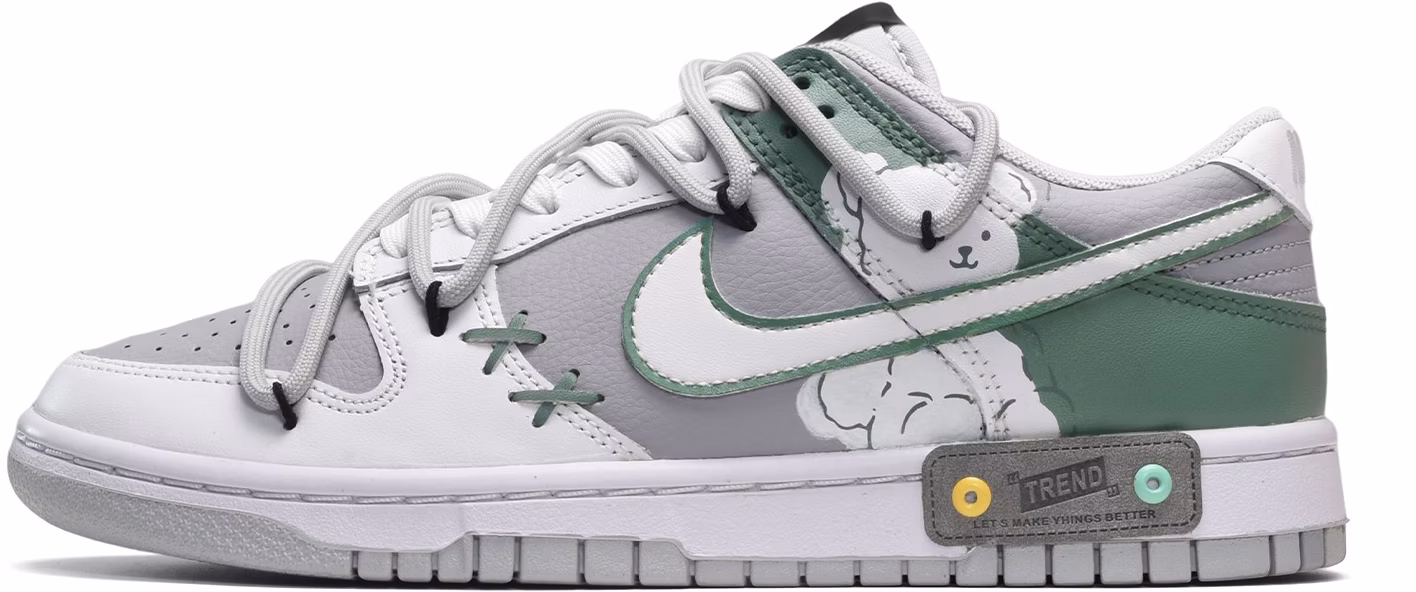 custom-shoes-nike-dunk-low-se-green-teddy-bear
