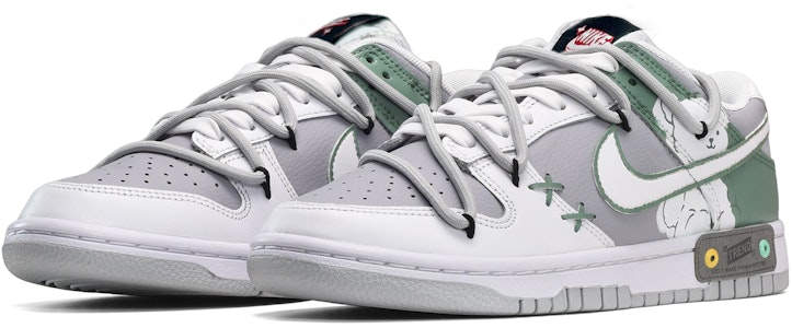 【定制球鞋】Nike Dunk Low SE 高街 復古 綠色小熊 低筒 休閒鞋 GS 白綠灰 Lookbook 【定制球鞋】Nike Dunk Low SE 高街 復古 綠色小熊 低筒 休閒鞋 GS 白綠灰