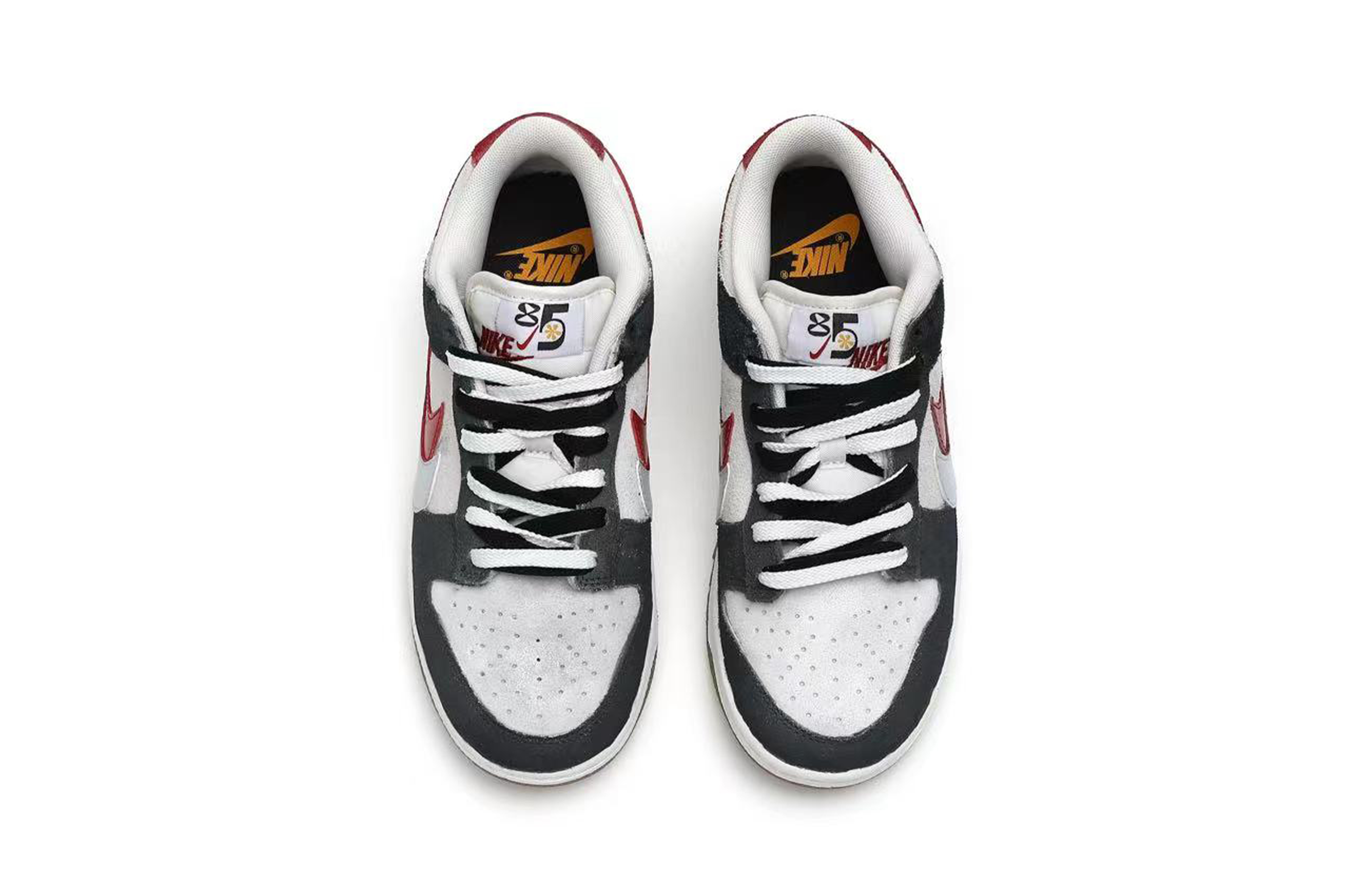 Shop [Sneakers Custom] Nike Dunk Low SE 'Abu Putih Merah' DO9457-100(Team-33复古做旧)