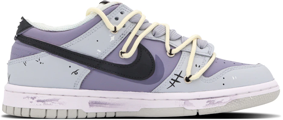 【定制球鞋】 Nike Dunk Low SE 紫色小妖精 塗鴉 做舊 低幫 板鞋 GS 紫灰色 Order 【定制球鞋】 Nike Dunk Low SE 紫色小妖精 塗鴉 做舊 低幫 板鞋 GS 紫灰色